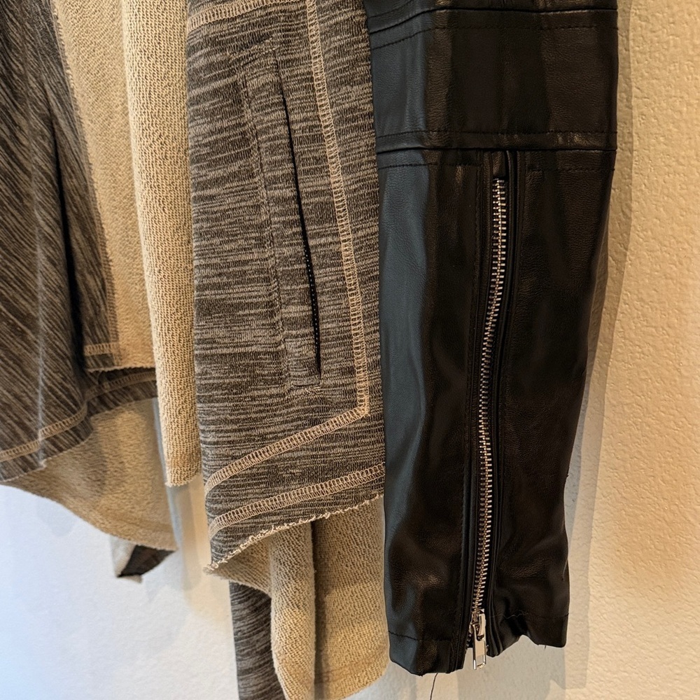 Blank NYC Faux Leather Moto Drape French Terry Wrap Jacket, Size M, FLAWED - Picture 6 of 14
